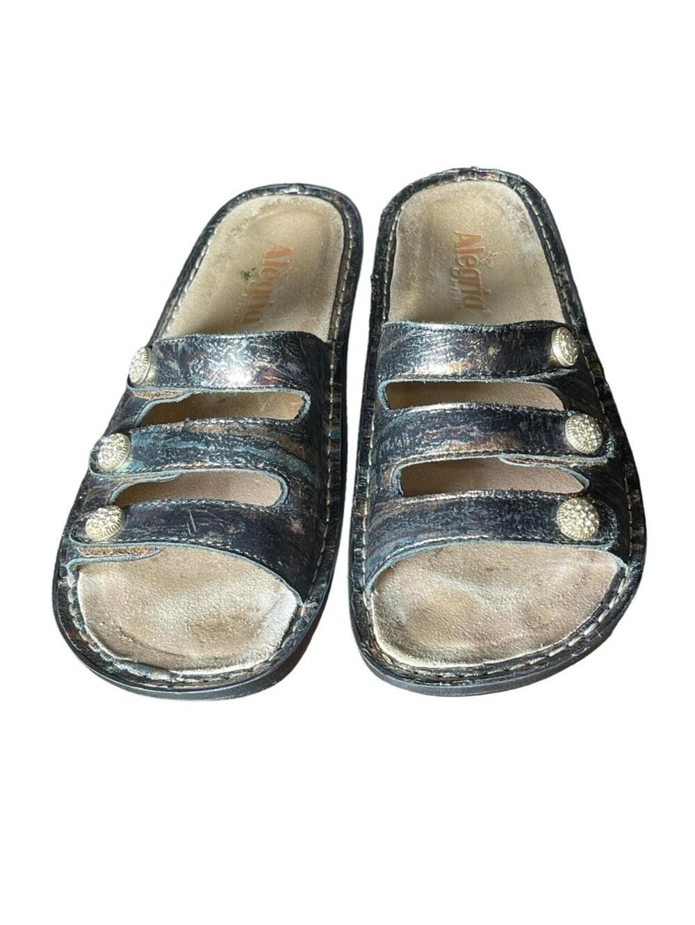 Alegria Fiona Metallic Leather Slide Sandals Women's Size 38 / US 7.5-8 FIO-252 - Picture 3 of 13